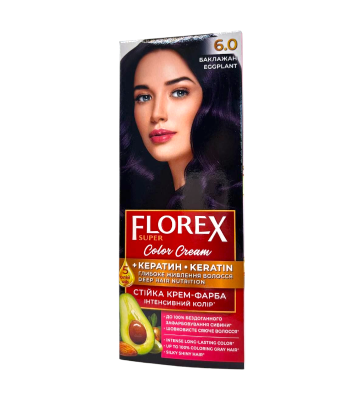 Крем-краска для волос стойкая Florex Super 6.0 Баклажан