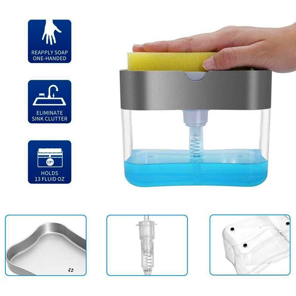 Губка с органайзером и дозатором жидкого мыла Soap Pump Sponge Caddy (203939) - фото 3