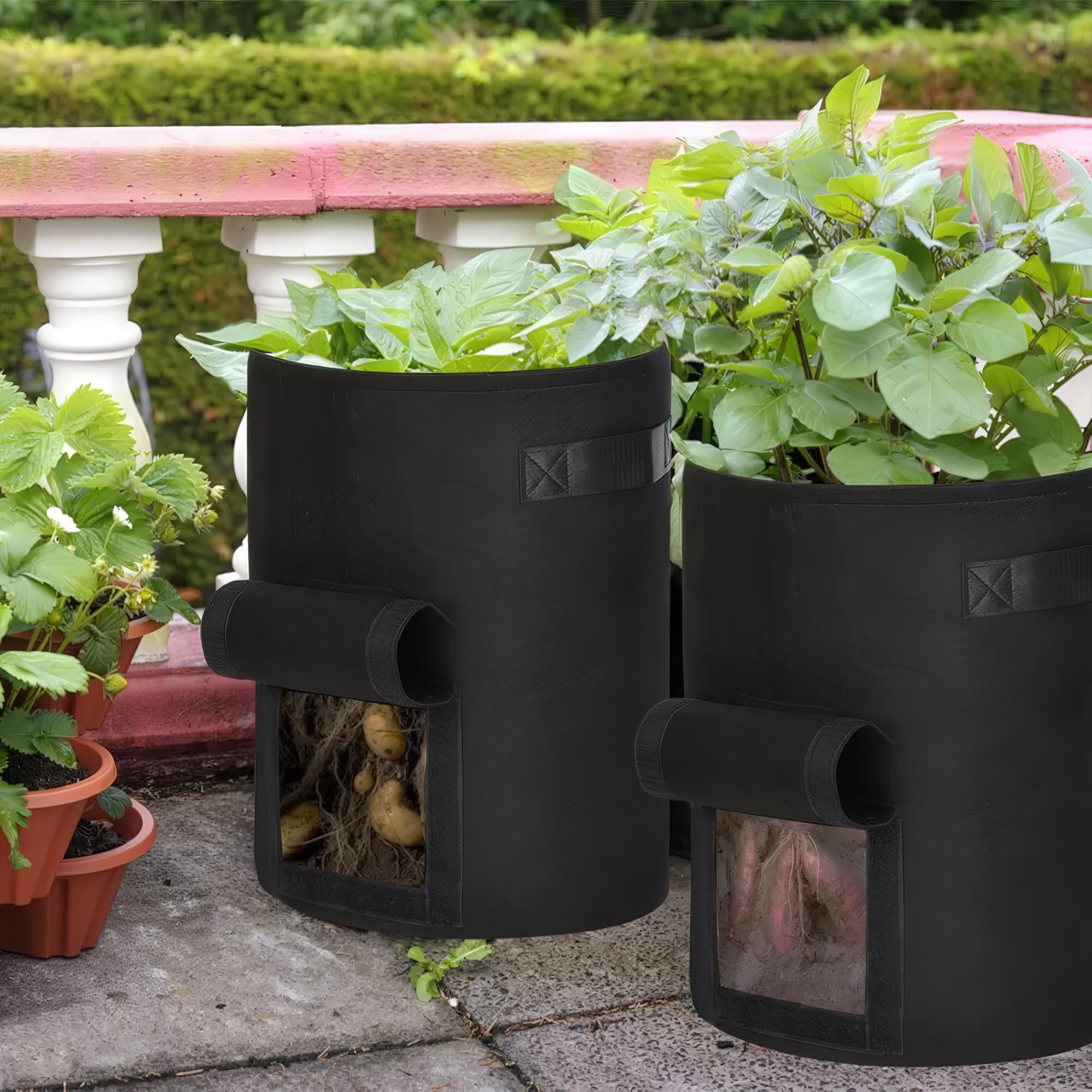 Мішок тканинний для вирощування картоплі та овочів з віконцем 35х40 см 38 л Чорний - фото 6