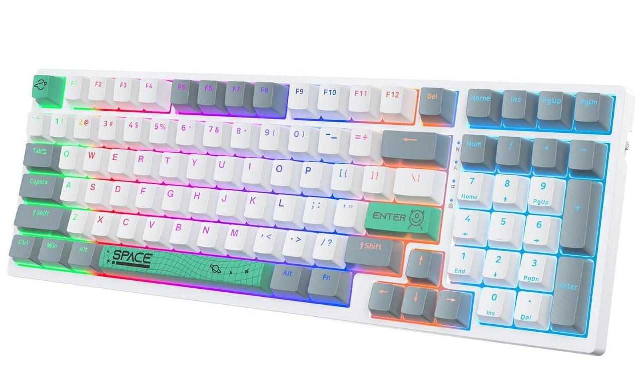 Клавиатура игровая беспроводная Onikuma G-28 игровая с RGB подсветкой Белый (429757)