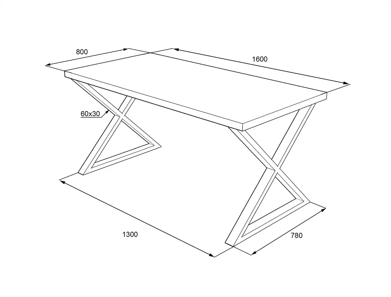 Стол прямоугольный Lofty Серия 17 из ясеня 1600х800 мм (11298238) - фото 2