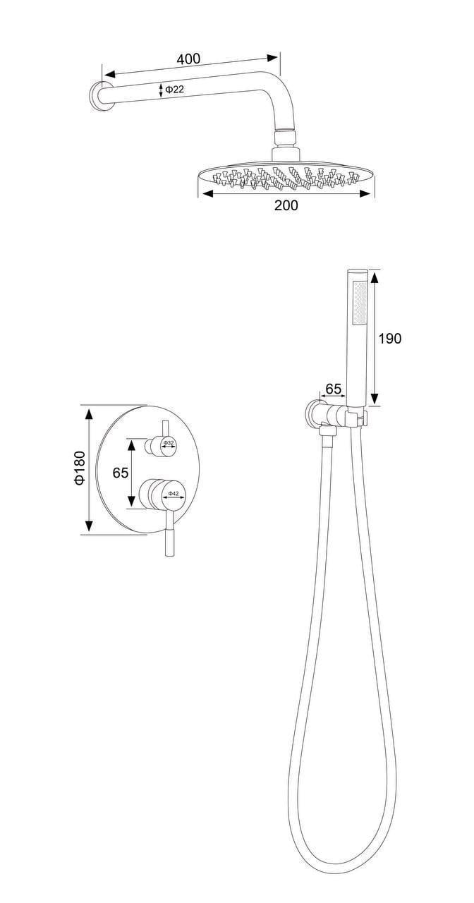 Змішувач для душу Perla SMART PSS7855 вбудований круглий/2 режима Сатин/Нержавіюча сталь (2529486173) - фото 5