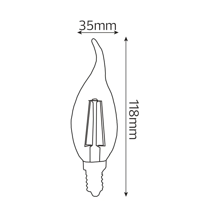 Лампа светодиодная "Filament flame Е14 6" 6W свеча на ветру 4200К - фото 2