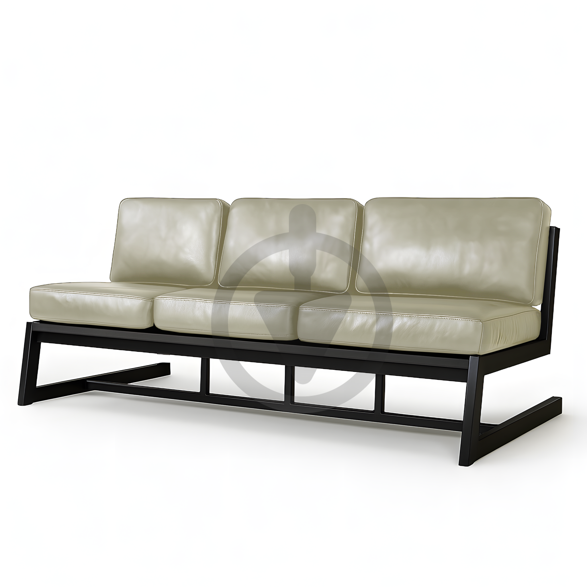 Диван металлический AVVS Атлас лофт экокожа 156 см Бежевый