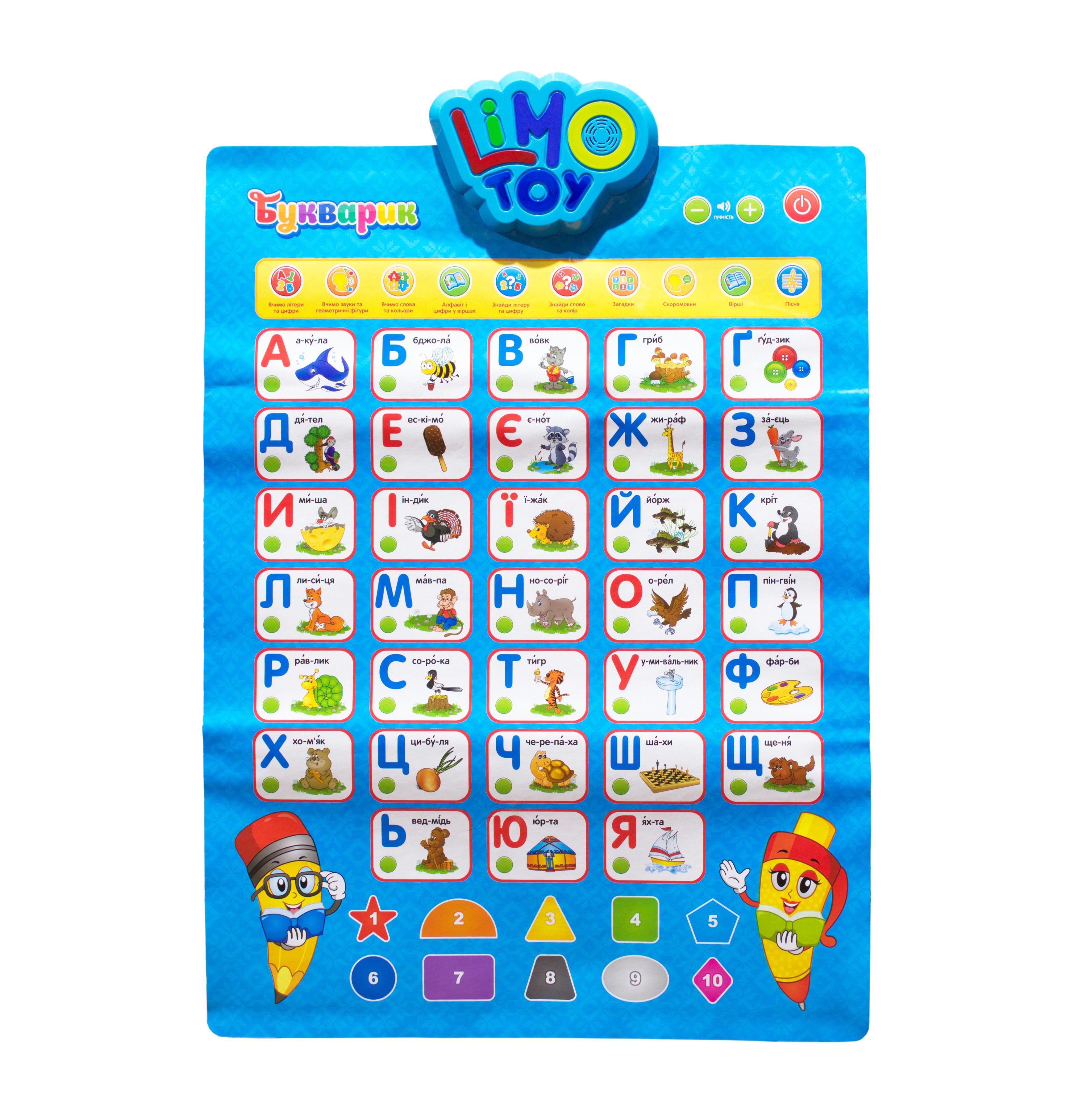 Учебный плакат 7031 Букварик украинский алфавит/цифры/цвета/стихи/загадки/песенка (7031 UA-CP)