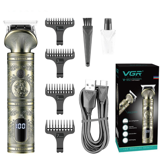 Машинка-триммер для стрижки волосся/вусів/бороди з LED-дисплеєм USB VGR V-962 (ML-04272)