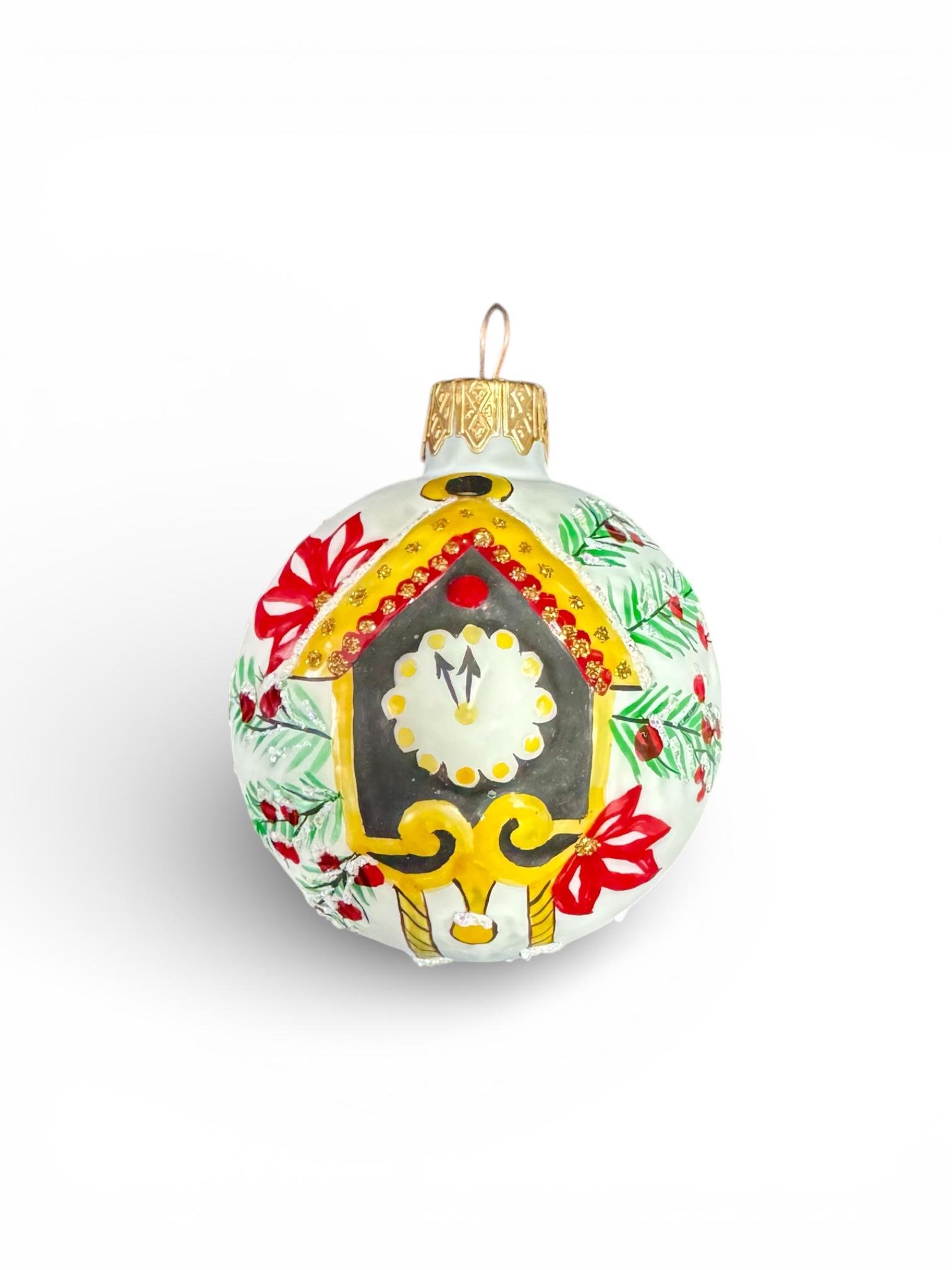 Куля новорічна скляна Годинник Барильєф 60 мм Синій (F-22)