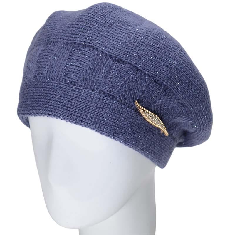 Берет женский Lirus Милена двойной с люрексовой нитью Джинсовый (119202)
