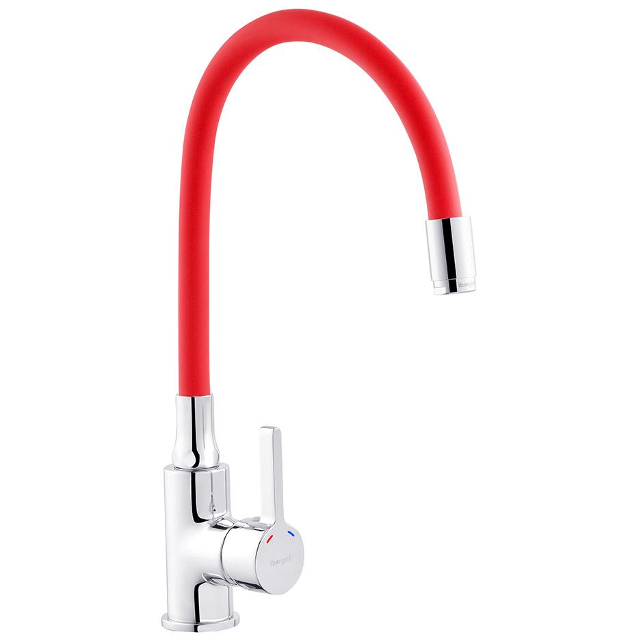 Смеситель для кухни IBERGRIF M22112-1 CV028493 с гибким изливом Красный (148294)