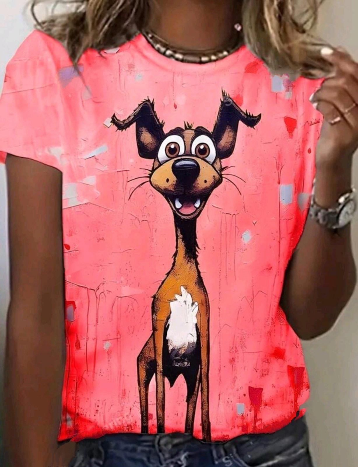 Футболка женская SUMMER с забавным рисунком DOG S/M Коралловый (27342980)