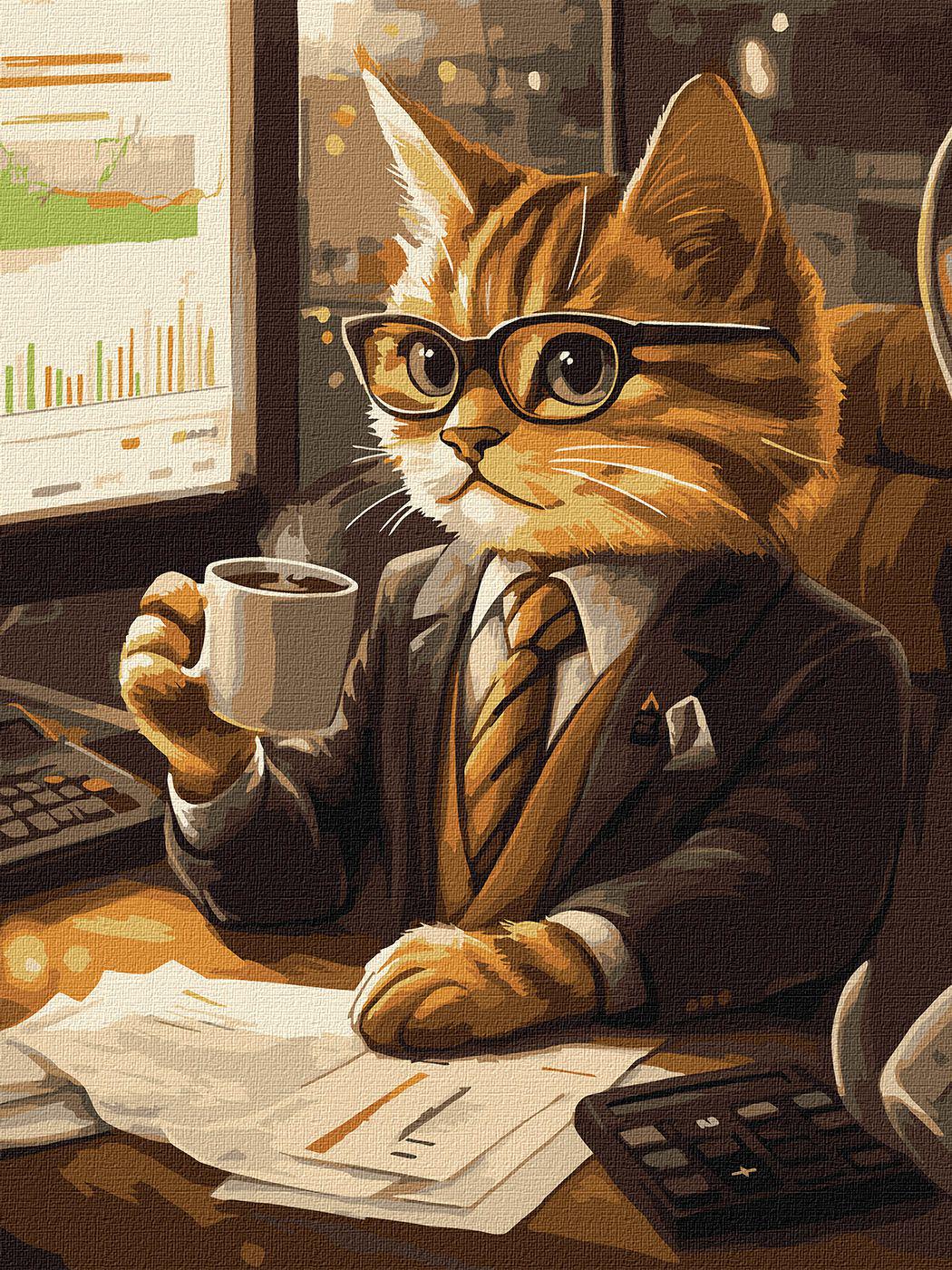 Набір для розпису по номерах Ideyka Кіт-бізнесмен КНО6682 30x40 см (MTT-194747)