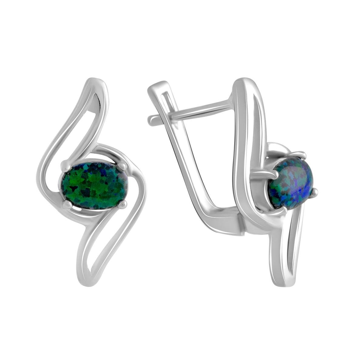 Серьги серебряные с овальным опалом