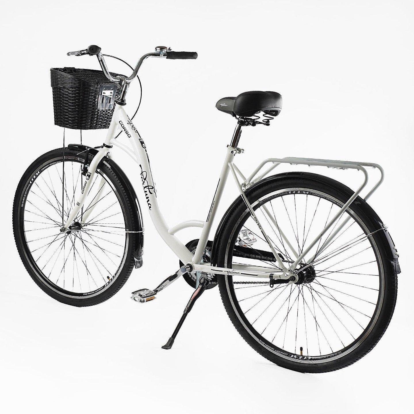 Велосипед городской Corso Fortuna с корзиной и багажником рама 20"/28" Белый - фото 3 Велосипед городской Corso Fortuna с корзиной и багажником рама 20"/28" Белый - фото 3