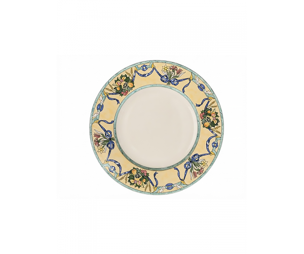 Тарелка изысканная Villeroy & Boch винтажная и качественная декоративная фарфоровая с цветочным орнаментом и синими лентами 27 см (123880)
