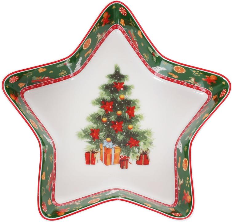 Блюдо фарфоровое Елочка в форме звезды 17,5 см Зеленый (BD-498-287)