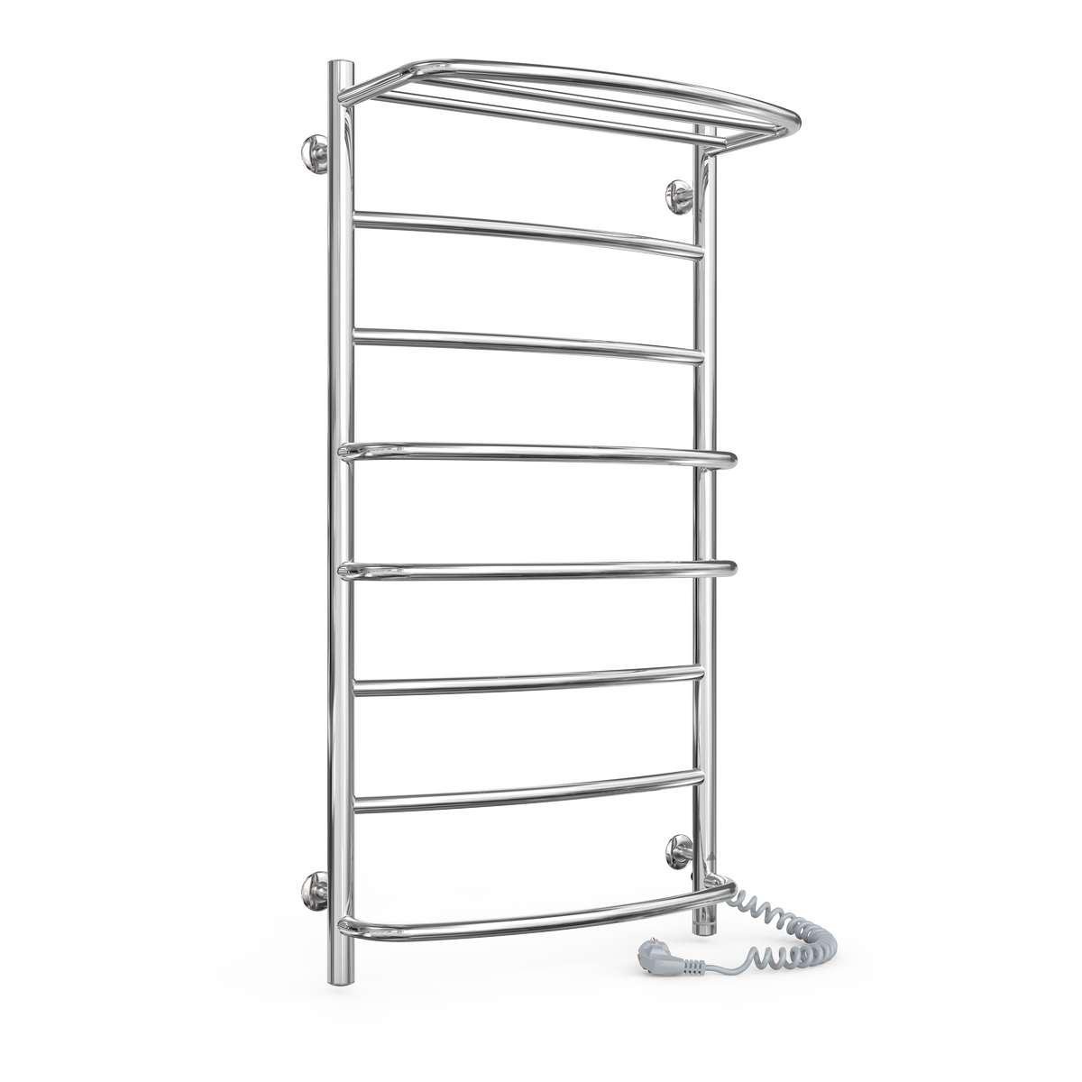 Полотенцесушитель электрический для ванной Laris Еврофлеш П8 с полкой Е из нержавеющей стали 500х1000 мм Хром (147-127-73207781)