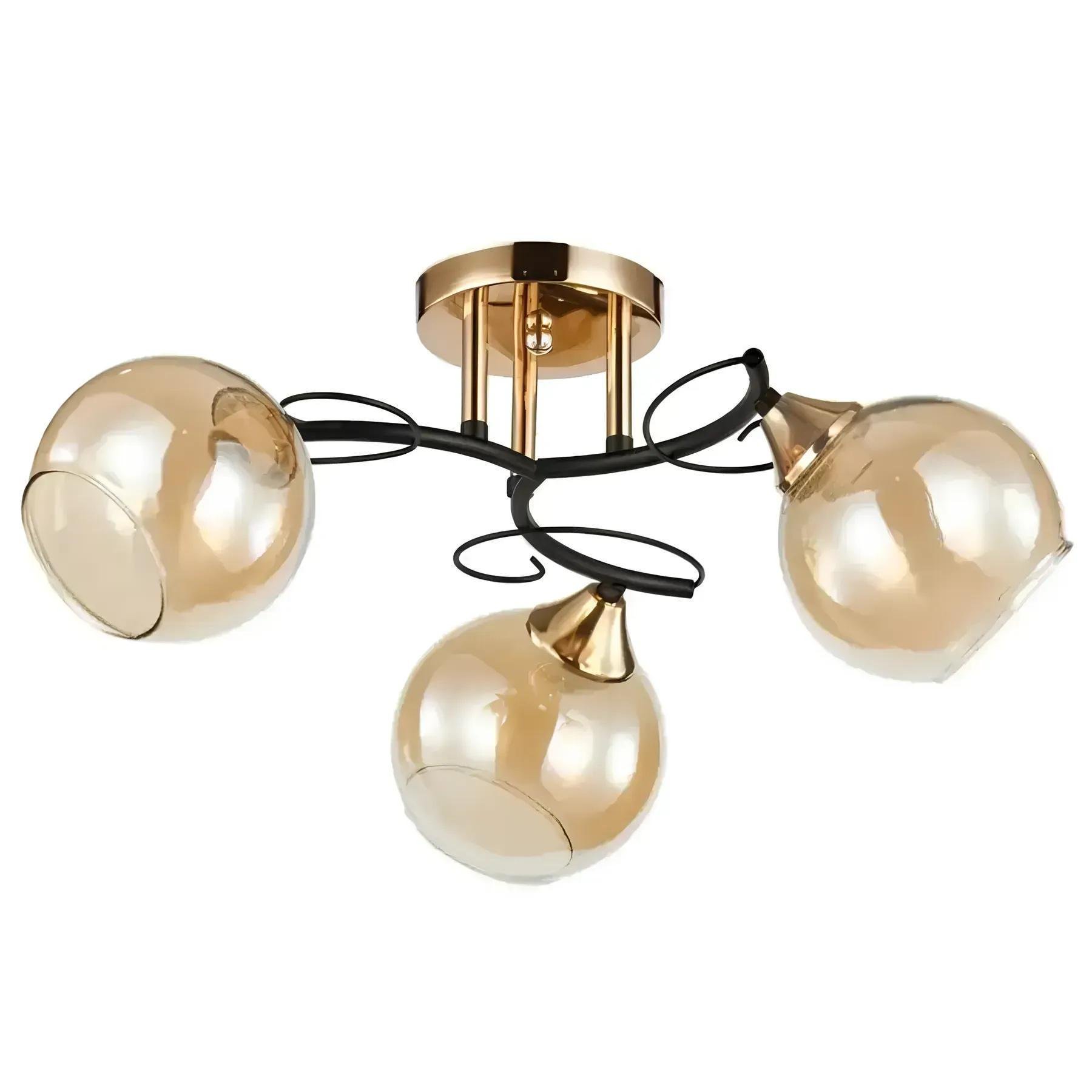 Люстра стельова Valeso Interees з круглим кріпленням під три лампи Е27 IP20 60W Чорний/Золотий (V-6073A/3 FG+BK)