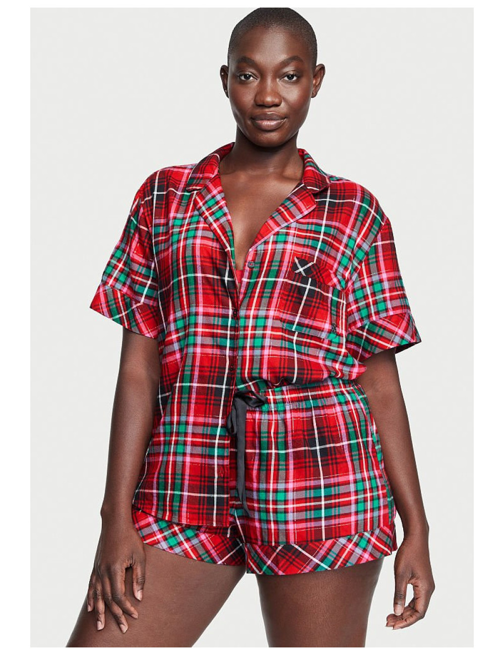 Піжама жіноча Victoria's Secret Flannel Short Pajama Set фланелева в клітинку S Різнокольоровий (15291721)