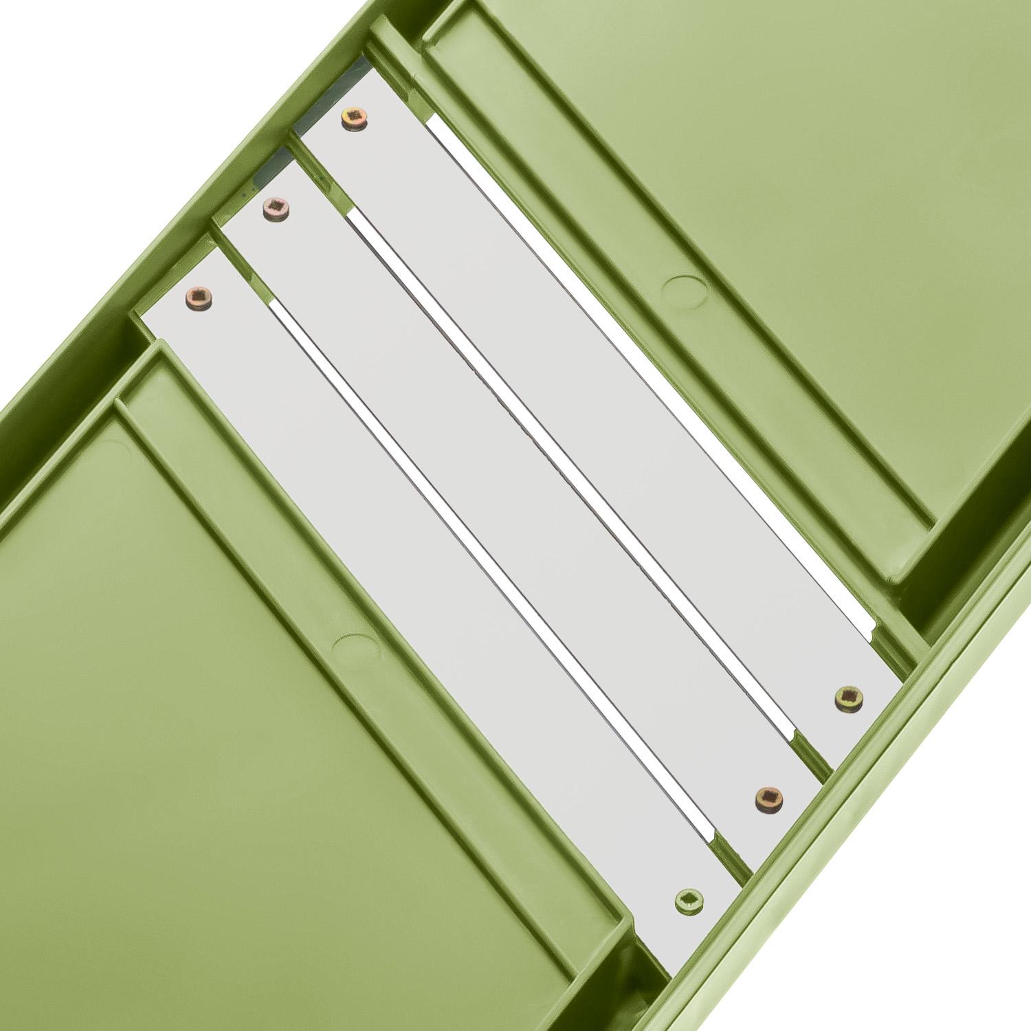 Шинковка для капусты и нарезки овощей/фруктов ручная пластиковая 3 лезвия 16,5х39 см Оливковый (86942) - фото 10