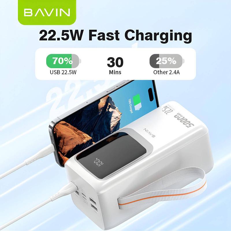 Повербанк BAVIN PC1032S 50000 mAh FAST CHARGING 22,5W White (Y-PC1032S-WH) - фото 6