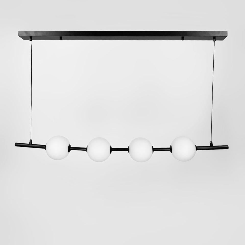 Люстра видовжена з 4-ма білими акриловими кульками Чорний (910B/4 BK)