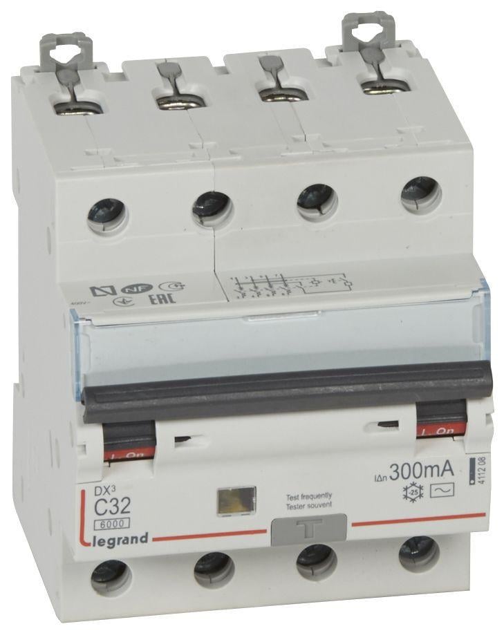 Дифавтомат Legrand 32А 300mA 6кА 4 полюса тип C тип АС 411208 DX3 (41918)