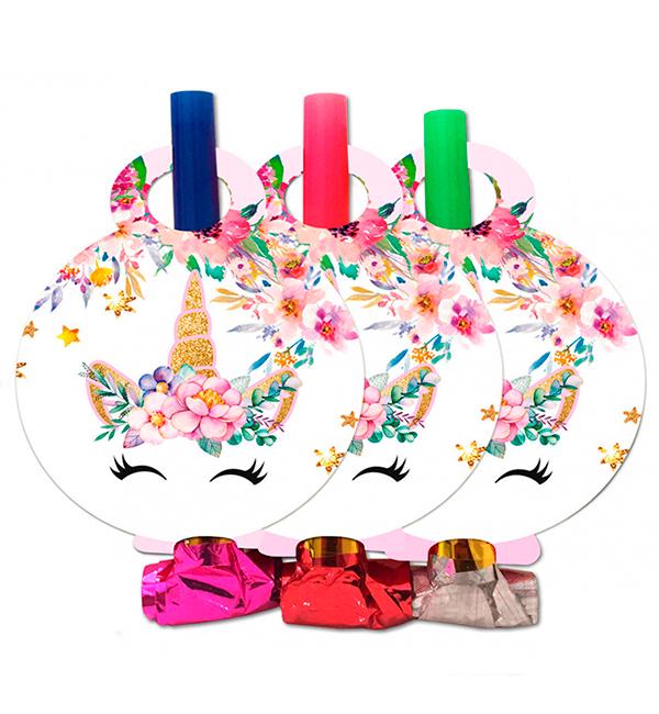 Дудки язычки Единорог цветы 6 шт. 13 см