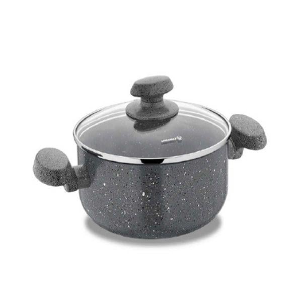 Kаструля Korkmaz Mia Granit 8 л алюмінієва з кришкою Black (A2806)