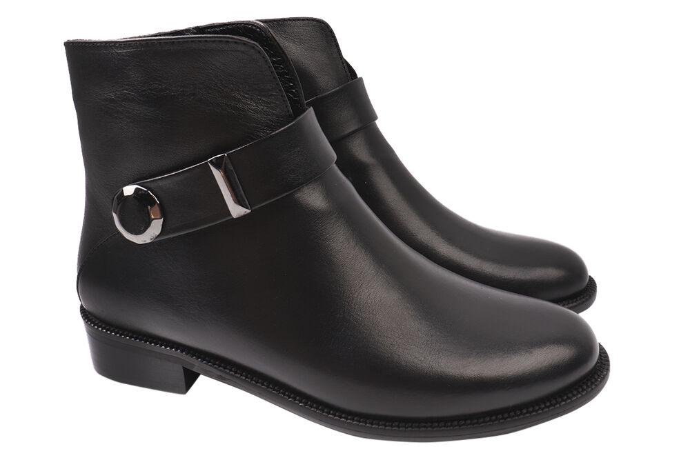 Ботинки женские Molly Bessa из кожи на низком каблукер. 40 Черный (233-20DHC)