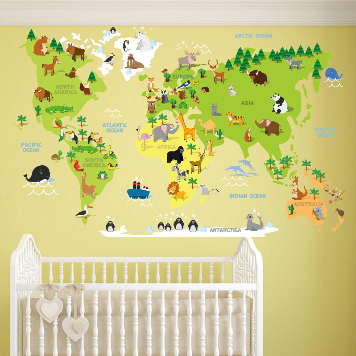 Наклейка вінілова Карта Світу декоративна в дитячу кімнату для дівчаток і хлопчиків 60х90 см - фото 4