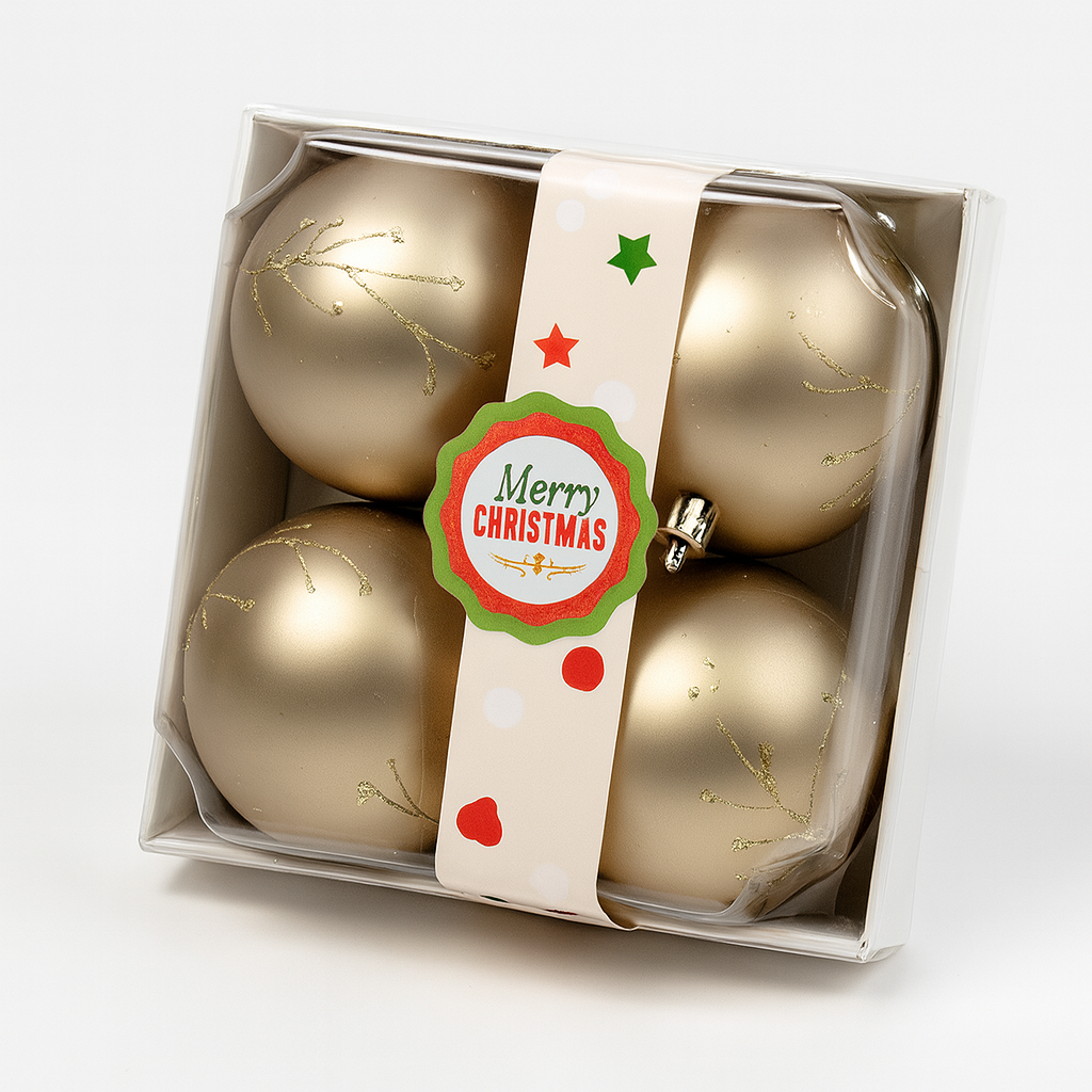 Шарики елочные новогодние Магическая-новогодняя M47942 пластиковые 10 см 4 шт. (584933)