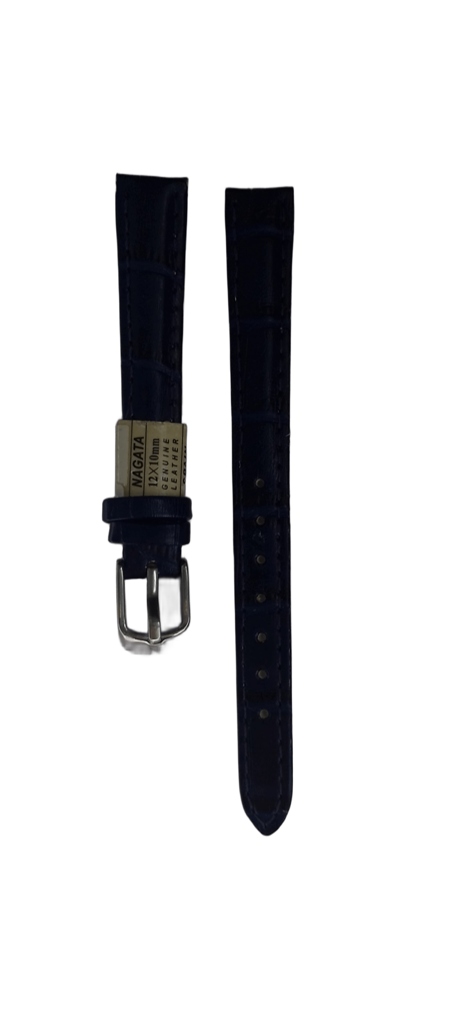 Ремешок для часов кожаный крокодил 12х165 мм Синий (2450F)