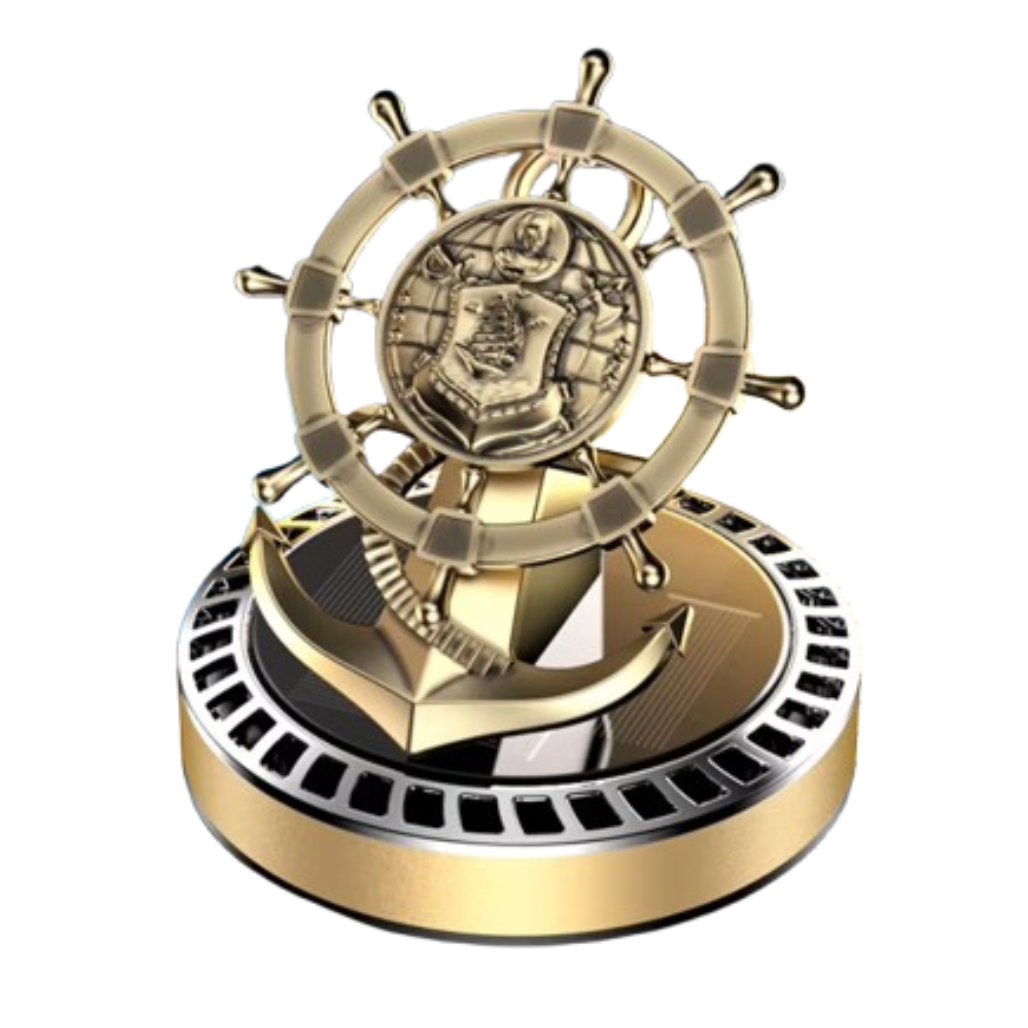 Ароматизатор автомобильный Корабельный штурвал многоразовый на солнечной батарее Серебристый