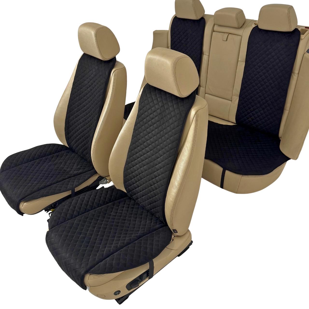 Чехлы-накидки на передние и задние сиденья авто из алькантары Runa Стандарт Черный (326-4-N)