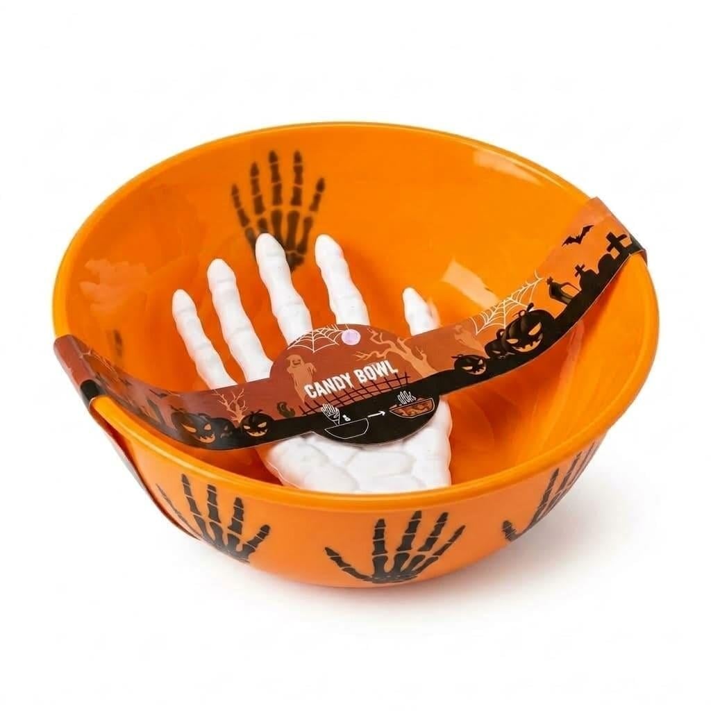Цукерниця Halloween Candy Bowl з рукою скелета Помаранчевий (3186736118)