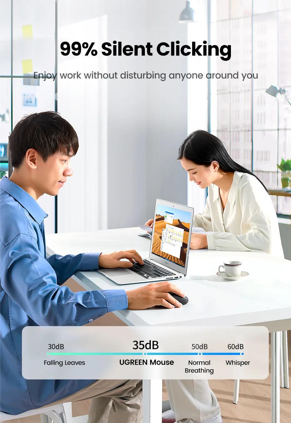 Мышь беспроводная Ugreen 2.4 ГГц 6 кнопок 4000 DPI (35900) - фото 3 Мышь беспроводная Ugreen 2.4 ГГц 6 кнопок 4000 DPI (35900) - фото 3