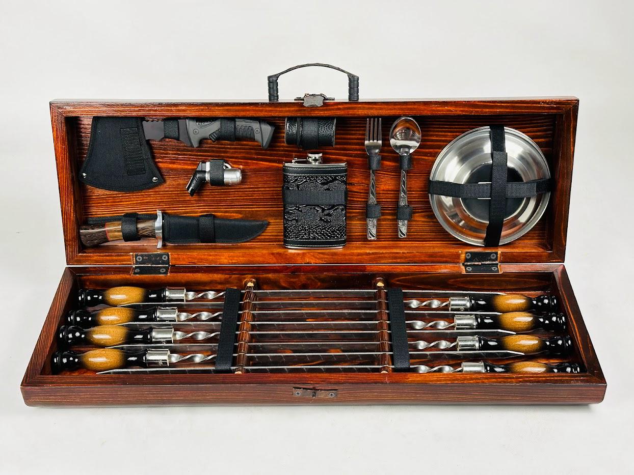 Набор шампуров и аксессуаров Пикник Lux 36 предметов Коричневый (149-10-KS-7802)