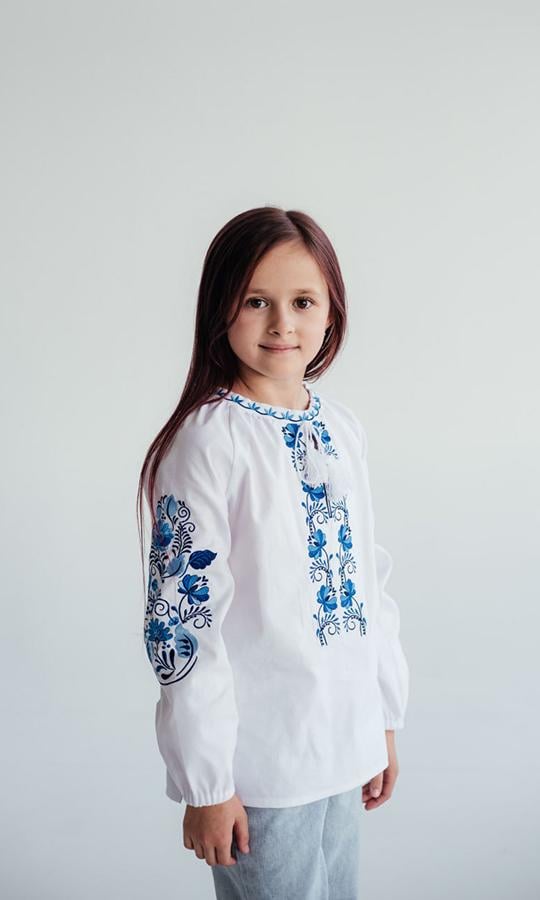 Вышиванка детская для девочки Вышиваночка р. 134 Белый (919-3) - фото 4 Вышиванка детская для девочки Вышиваночка р. 134 Белый (919-3) - фото 4