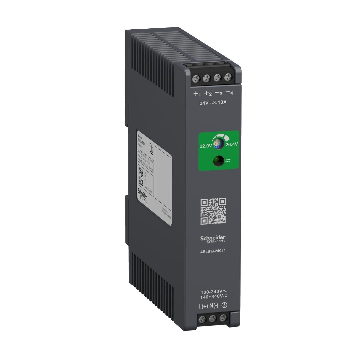 Блок питания DIN-рейка Schneider Electric Modicon Power Supply 75 Вт 1Ф 3,1A 24 В оптимизирован (ABLS1A24031)