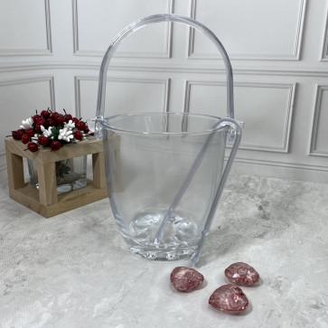 Відро для льоду із щипцями Helios Плейн Айс скляне 800 мл (BT001) - фото 2