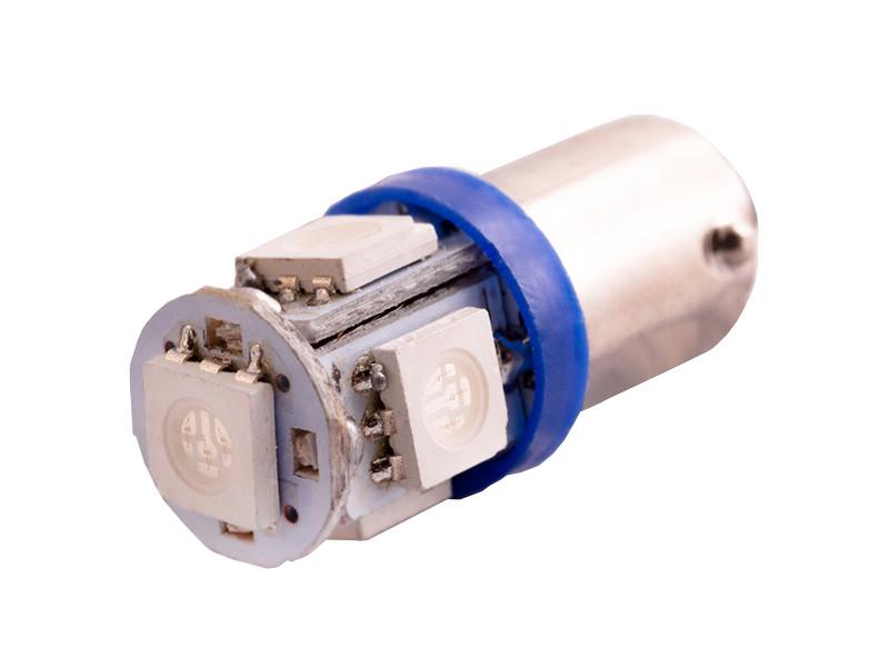 Автолампа светодиодная BA9S T4W 12 В SMD5050-5led Синий (106)