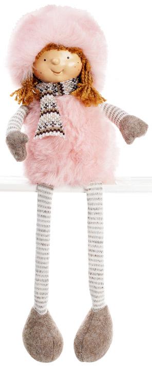 Новогодняя мягкая игрушка Девочка в розовой шубке 20х12х54 см (BD-822-177)