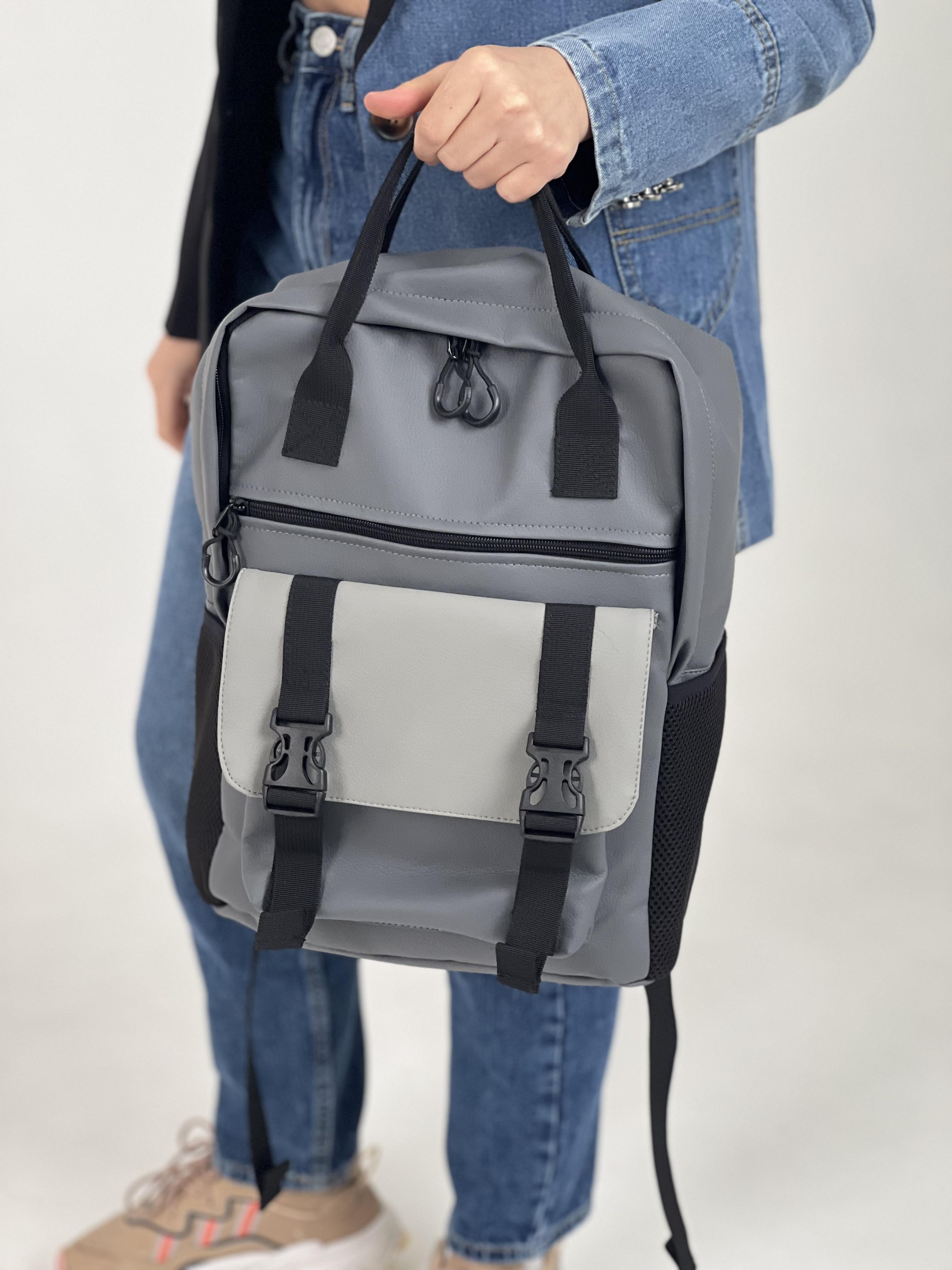 Рюкзак Tobeyou Канкун комбінований з екошкіри 17 л Сірий (418276188)