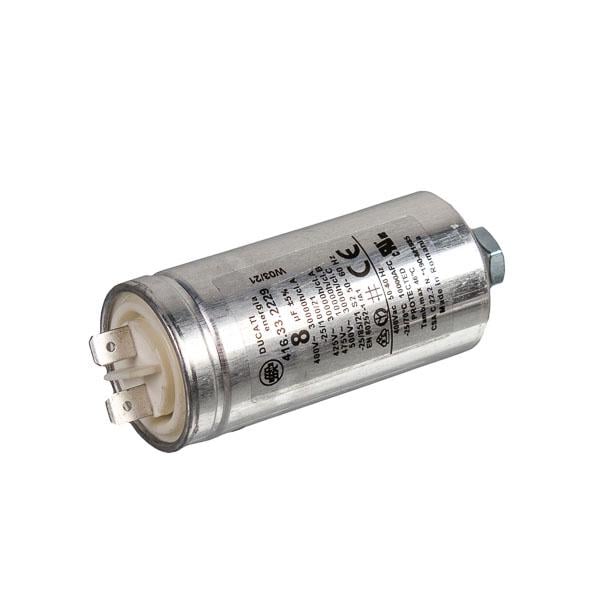 Пусковой конденсатор для стиральной машины Ariston C00194453 8uF 400V 72x35 мм 2 клеммы
