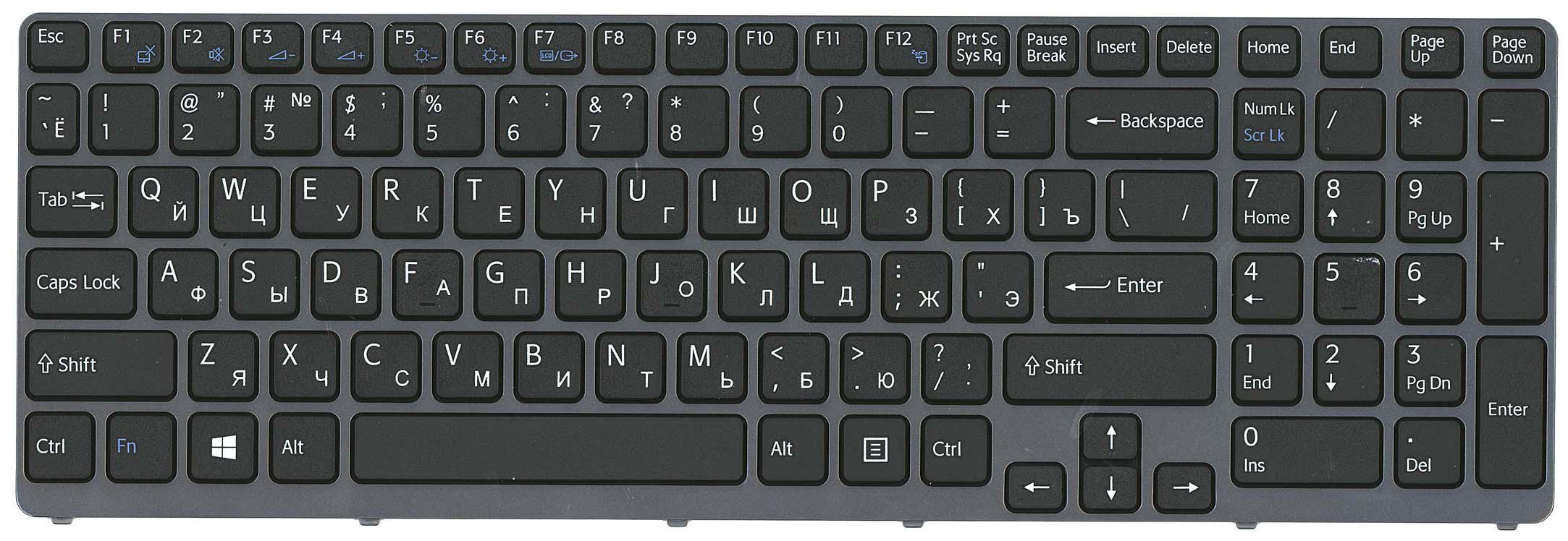 Клавіатура для ноутбука Sony Vaio SVE17 Gray Frame Black