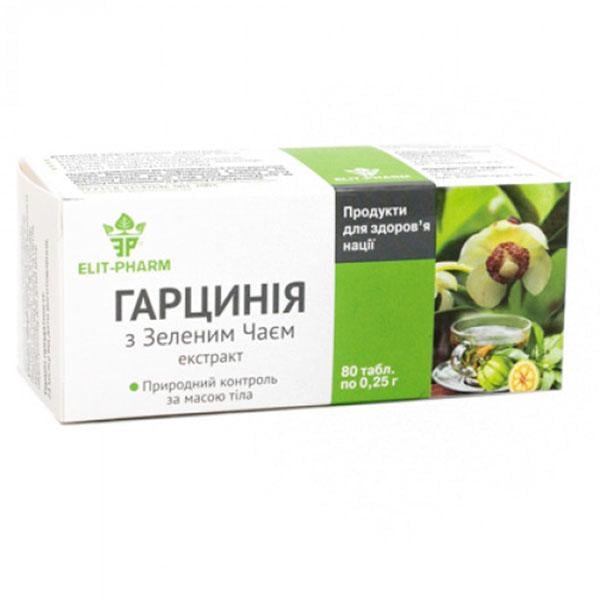 Екстракт для схуднення Elit-Pharm Гарцинія з зеленим чаєм 80 табл. (000025300)