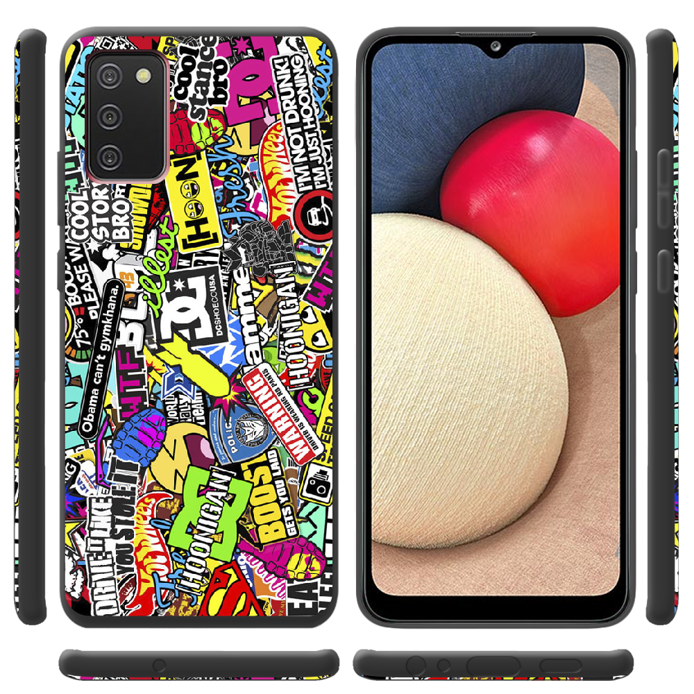 Чохол BoxFace Samsung A025 Galaxy A02S Multicolored Inscriptions Чорний силікон (41511-up880-42013) - фото 2