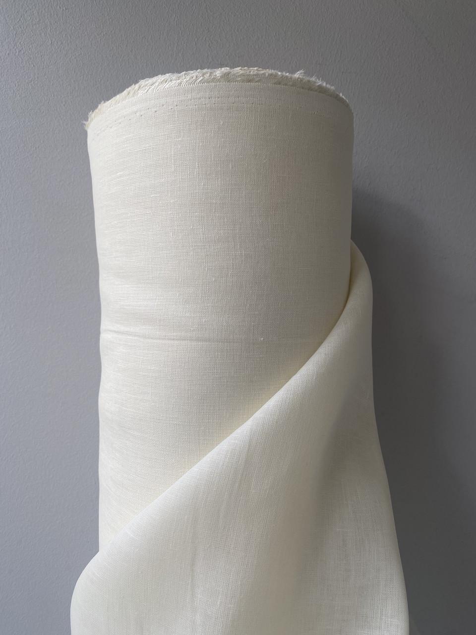 Ткань рубашечная LINEN PLUS льняная 150 см 1403 Молочный
