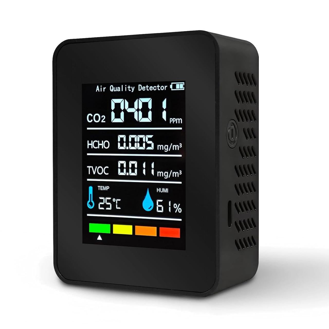 Монітор якості повітря CIEOULLIN BORUIL 5в1 з LCD дисплеєм CO2/HCHO/TVOC/Температура/Вологість акумуляторний