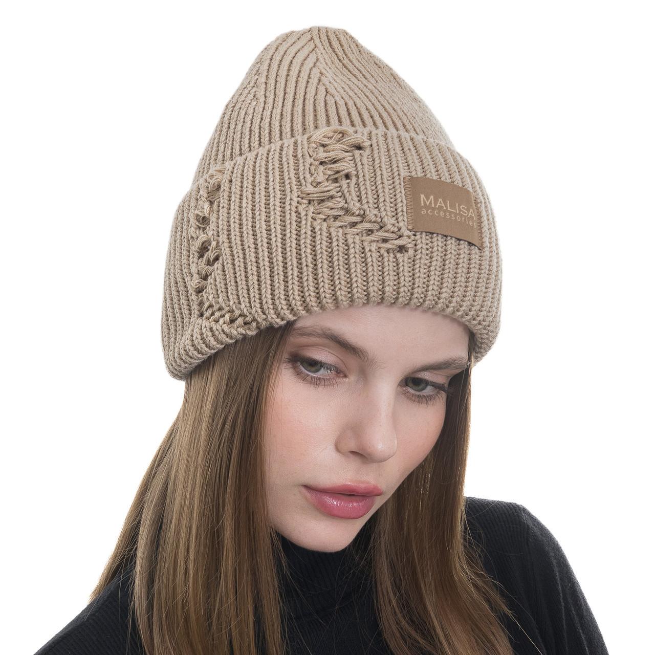 Шапка женская Malisa БРУНО без подкладки рваная с эмблемой на отвороте one size Крем-брюле (253882) - фото 1 Шапка женская Malisa БРУНО без подкладки рваная с эмблемой на отвороте one size Крем-брюле (253882) - фото 1